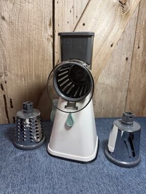 SUSTEAS Rotary Cheese Grater incl Handle, Manual, Suction Base, & Blades w/Box